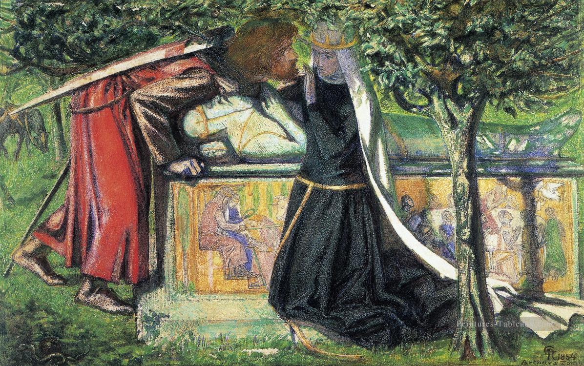 Arthurs Tomb La dernière rencontre de Lancelot et Guinevere préraphaélite Confrérie Dante Gabriel Rossetti Peintures à l'huile